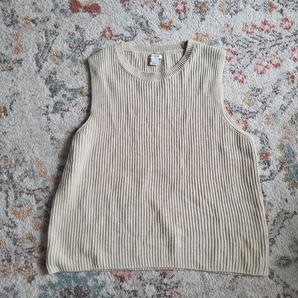 LAST CHANCE J. Crew Cream Ribbed Knit Sleeveless Sweater Top